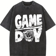 Baseball Gameday Game Day Vintage Washed T-Shirt in Black