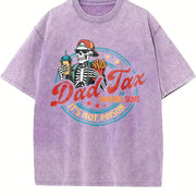Father's Day Skull Fries Vintage Washed T-Shirt in Purple