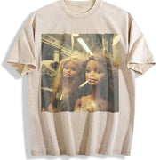 Glam Dolls Vintage Washed T-Shirt in Beige