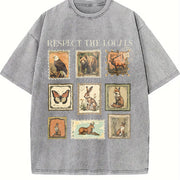 Respect the Local Wildlife vintage washed oversized T-shirt in Gray
