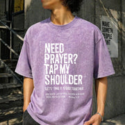 Need Prayer Tap My Shoulder Bible Verse Christian on Back Vintage Washed T-Shirt in Purple