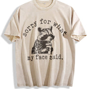 Sorry for What My Face Said Vintage Washed T-Shirt in Beige