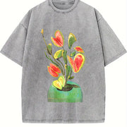 Water a Carnivorous Plant Vintage Washed T-Shirt in Gray