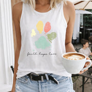Faith Hope Love Women's Color Cotton Tank Top in White