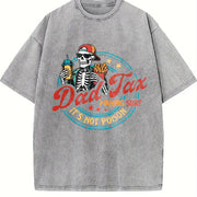Father's Day Skull Fries Vintage Washed T-Shirt in Gray
