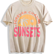 Forever Chasing Sunsets vintage washed oversized T-shirt in Beige
