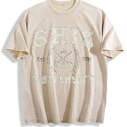 Wicked Shiz University Defy Gravity Broomstick Magic Wand vintage washed oversized T-shirt in Beige