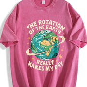 The Rotation of the Earth Really Makes My Day Vintage Washed T-Shirt in Red