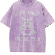 If I'm Moody Give Me Foody Raccoon vintage washed oversized T-shirt in Purple