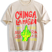 ✊🏾 Chinga La Migra Vintage Washed T-Shirt in Beige