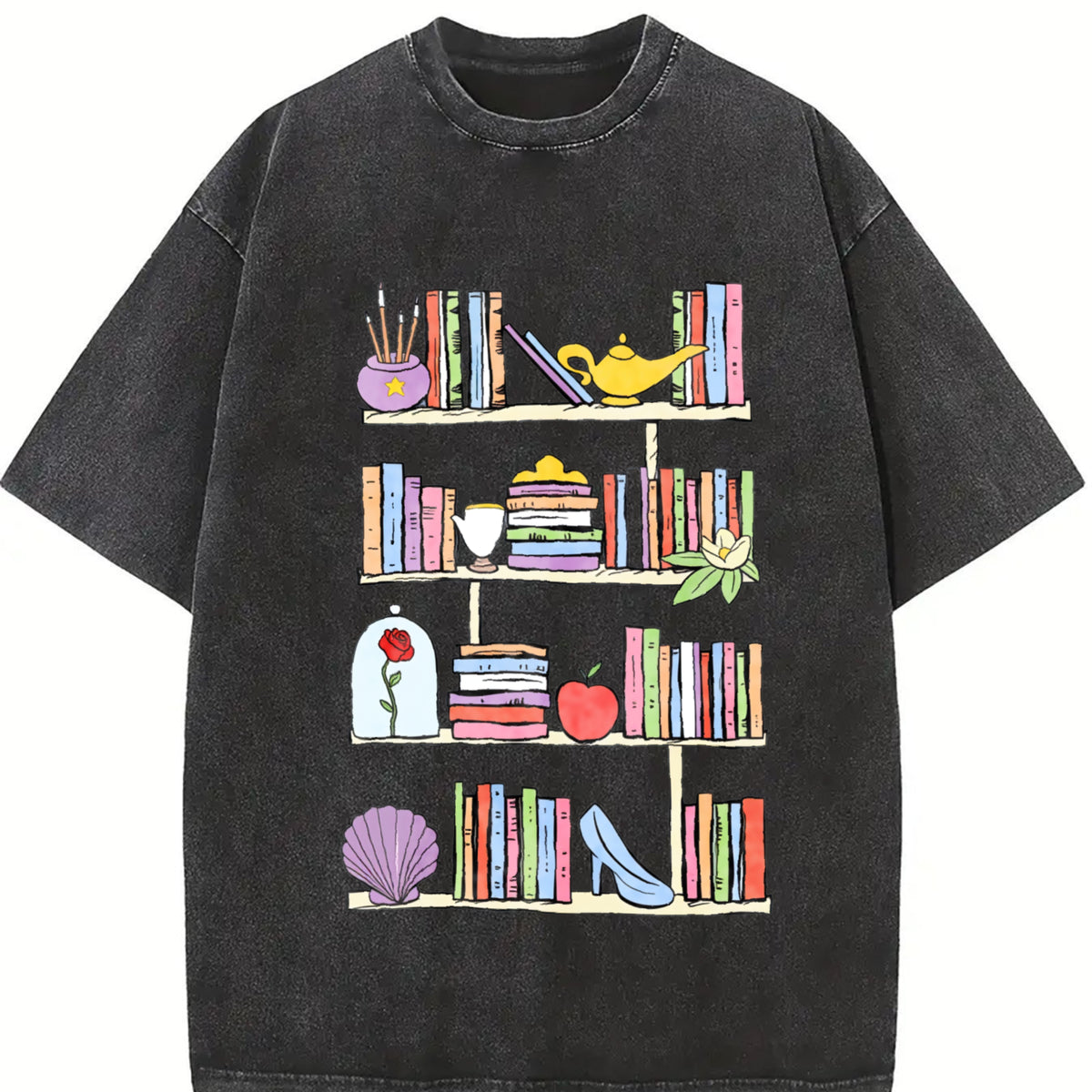 Princess's Library Vintage Washed T-Shirt in Black