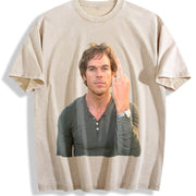 Dexter Morgan Movie vintage washed oversized T-shirt in Beige