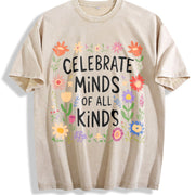 Celebrate Minds of for All Kinds Vintage Washed T-Shirt in Beige