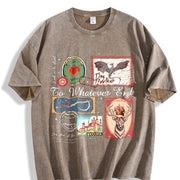 Throne of Glass TOG Book Stamps Terrasen Fantastic Reader Vintage Washed T-Shirt in Brown