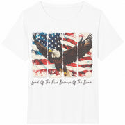 Land of the Free Because of the Brave Fourth of July Cotton T-Shirt in White