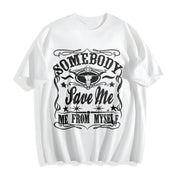 Somebody Save Me from Myself Cotton T-Shirt in White