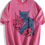 Cat Tv Girl Cat Album Cover Tv Girl vintage washed oversized T-shirt in Red