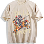 The Hell I Won't Cowgirl Tiger vintage washed oversized T-shirt in Beige