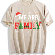 Christmas Family 2025 Pajama Matching Set Classic Vintage Washed T-Shirt in Beige