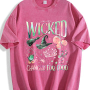 Wicked Change For Good Defy Gravity Broomstick Magic Wand vintage washed oversized T-shirt in Red