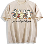 Silly Goose for 4th of July Vintage Washed T-Shirt in Beige