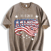 America Veterans Day Vintage Washed T-Shirt in Brown