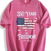 250 Years of Freedom 1776-2026 Vintage Washed T-Shirt in Red