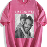 Custom Photo Dad Personalised Dad Vintage Washed T-Shirt in Red