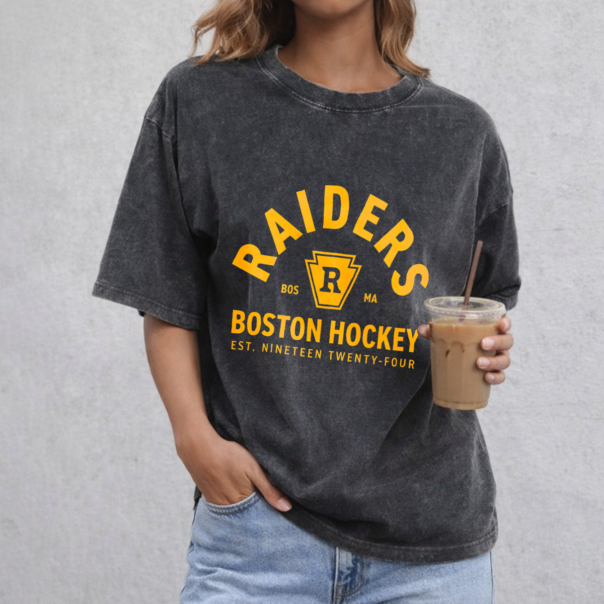 Ilya Rozanov 81-Boston Raiders vintage washed oversized T-shirt in Black