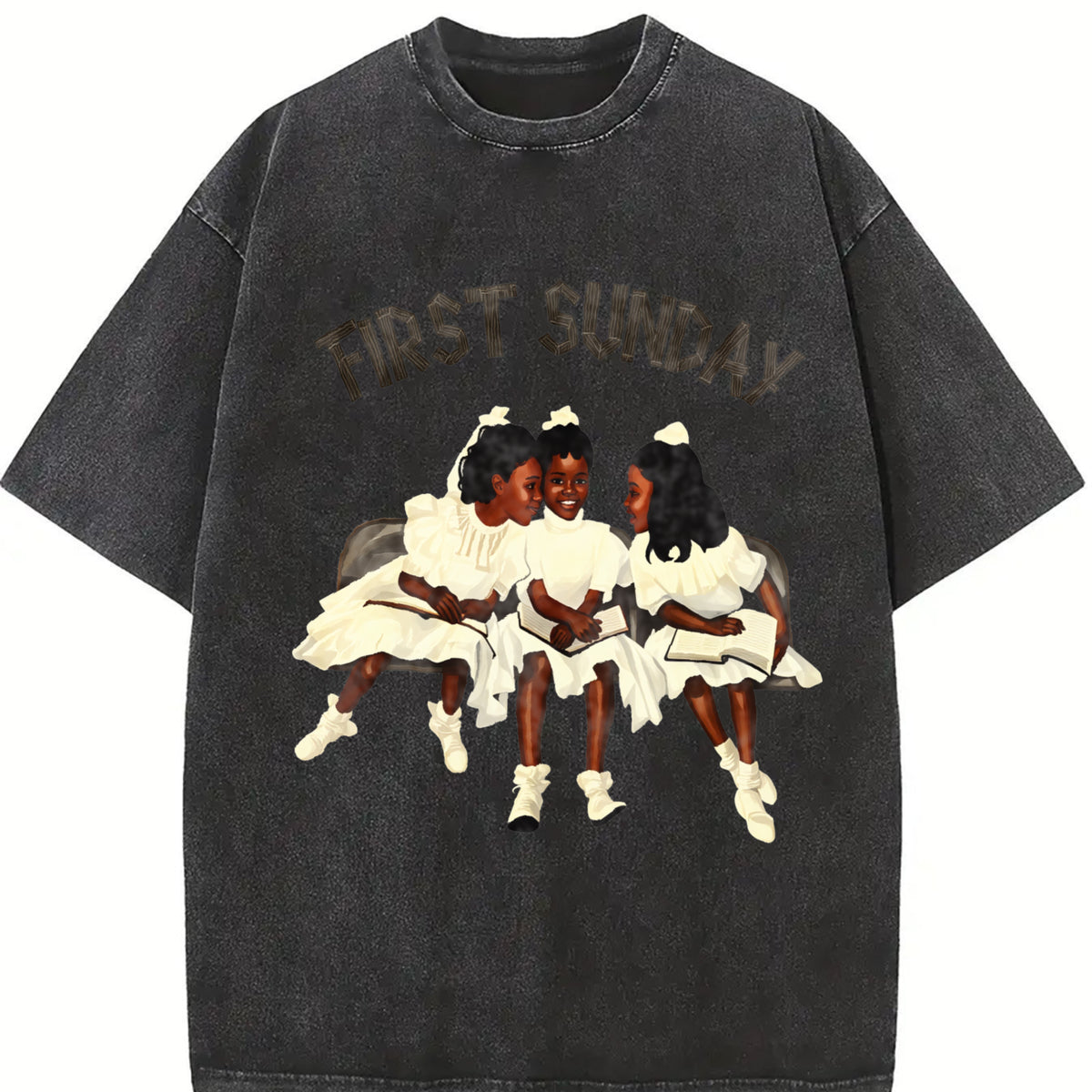 Children First Sunday Christian vintage washed oversized T-shirt in Black