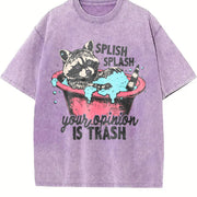 Meme Raccoon Raccoons Vintage Washed T-Shirt in Purple