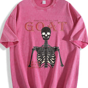 GOAT Skeleton Fire White Vintage Washed T-Shirt in Red