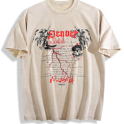 Y2K Retro Rebel Spirit Vintage Washed T-Shirt in Beige