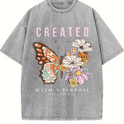 Tops2026women's Retro Vintage Washed T-Shirt in Gray