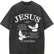 Retro Appearance Bold Vintage Washed T-Shirt in Black