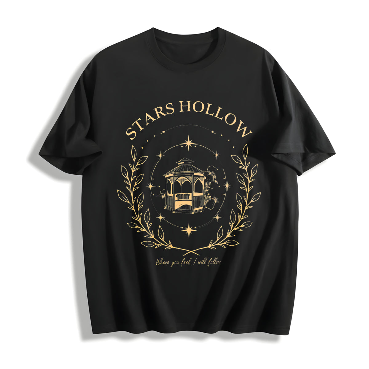 Stars Hollow Two- Sided Cotton T-Shirt in Black
