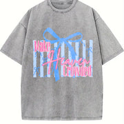 Make Heaven Crowded Bow Vintage Washed T-Shirt in Gray