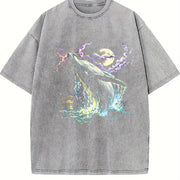 Whale Midnight 90s Vintage Washed T-Shirt in Gray