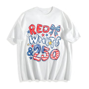 Red White Blue 250th Anniversary Cotton T-Shirt in White
