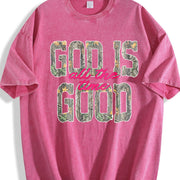 God Is Good All The Time Retro Distressed Camo Christian vintage washed oversized T-shirt in Red