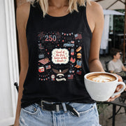 Land of the Free Home of the Brave Women's Color Cotton Tank Top in Black