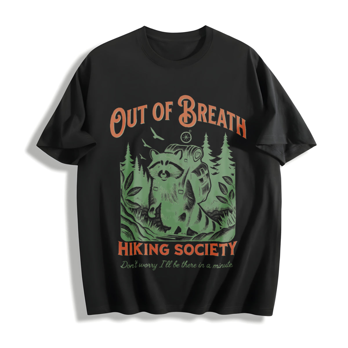 Out of Breath Hiking Society Cotton T-Shirt in Black