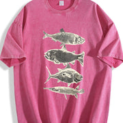 Fish Tattoo 90s Retro ® Y2k Fisher Vintage Washed T-Shirt in Red