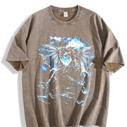 Y2K Dragon Lightning Fantasy Vintage Washed T-Shirt in Brown