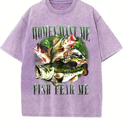 Want Me Fish Fear Me Vintage Washed T-Shirt in Purple
