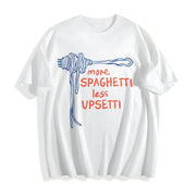 Spaghetti Food Cotton T-Shirt in White