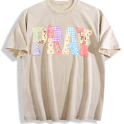 Pray Christian Faux Quilted Religious Vintage Washed T-Shirt in Beige