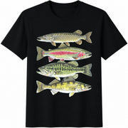90s Fish Outdoor Fishing Cotton T-Shirt in Black