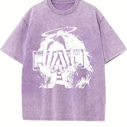 Money Angel Rose Sleeveless Vest Vintage Washed T-Shirt in Purple