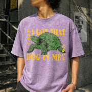 Turtle I Got That Dog in Me Vintage Washed T-Shirt in Purple